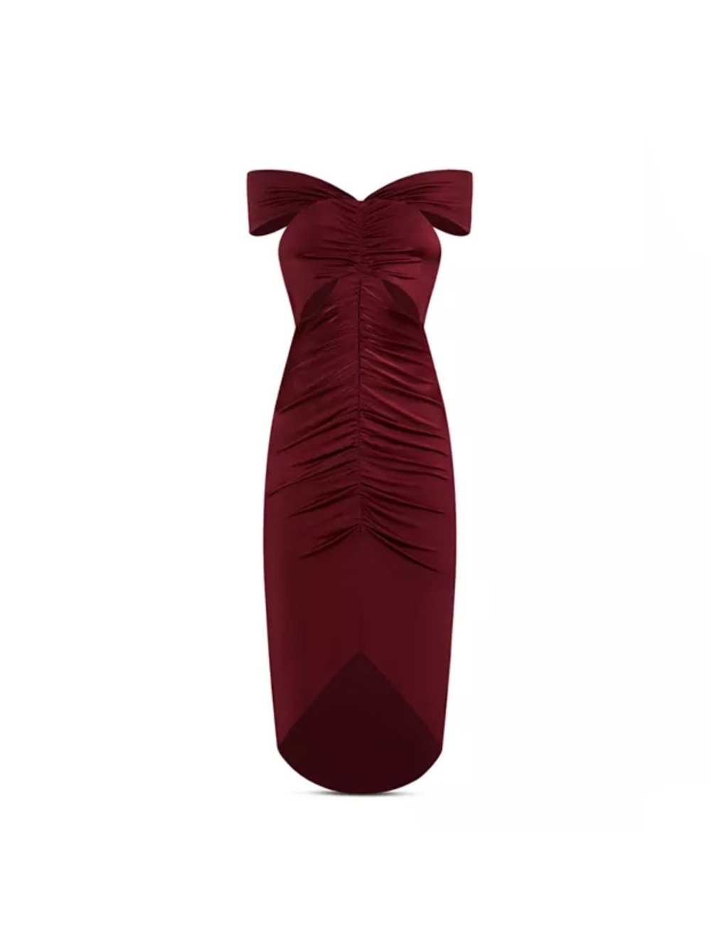Et Ochs Everly Off-The-Shoulder Midi Dress in Crimson Red, NWT, Size 4